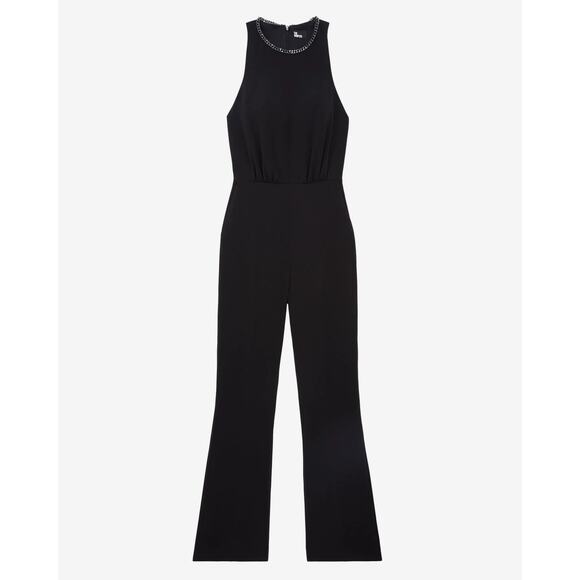THE KOOPLES-NWT- CREPE JUMPSUIT CHAIN DETAIL NECK BLACK SZ:1FR/4US Ret$395 - Picture 6 of 7